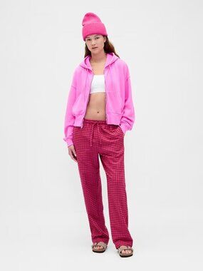 GAP BODY Perfect Flannel Pink Gingham Softest Pajama PJ Pants, Size S
